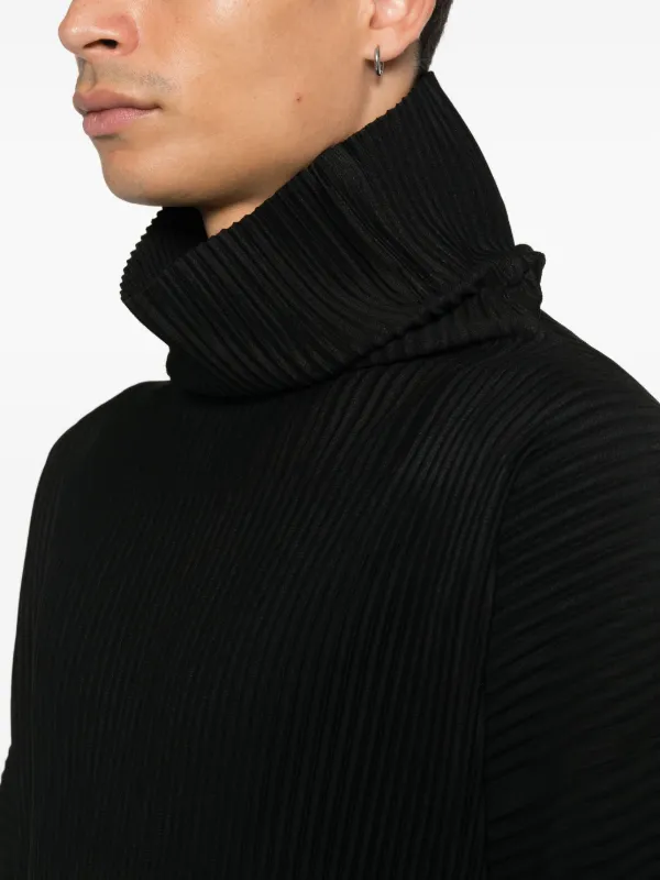 Homme Plissé Issey Miyake タートルネック Tシャツ | ブラック