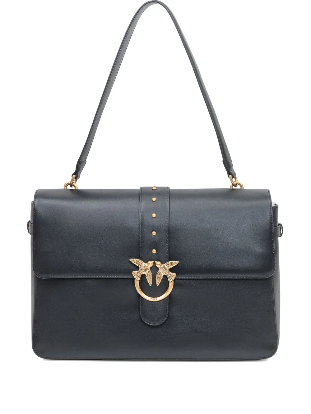 Pinko Maxi Love Studded Shoulder Bag In Black