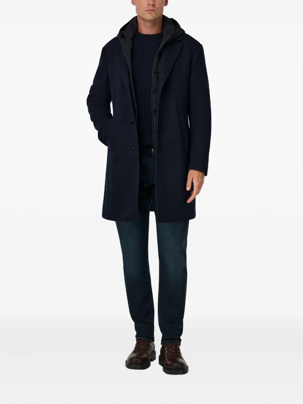 Boggi Milano Mantel met enkele rij knopen - Blauw