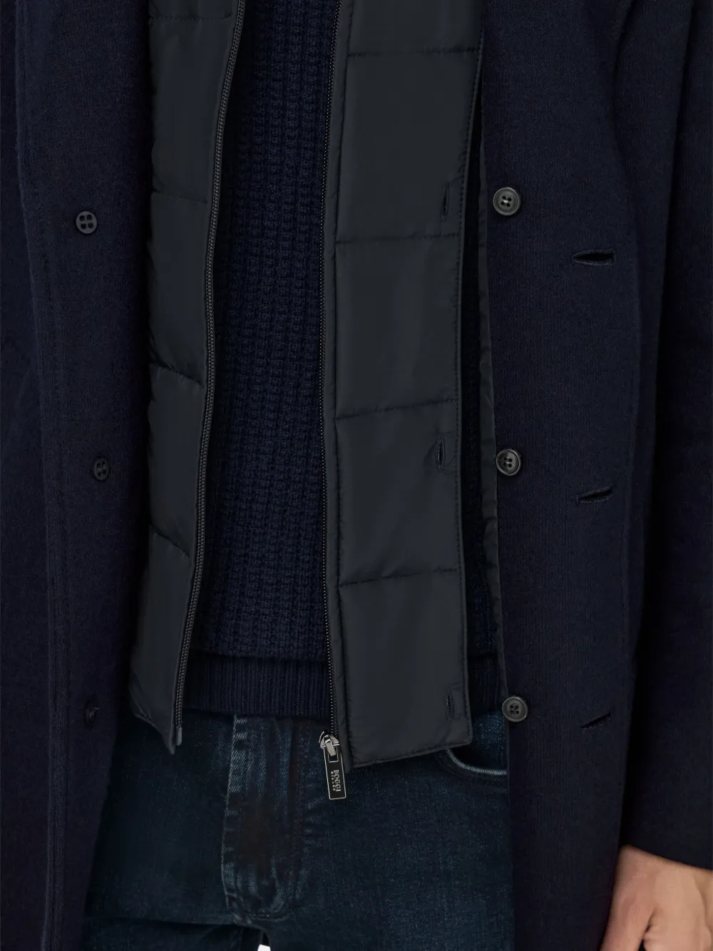 Boggi Milano Mantel met enkele rij knopen Blauw