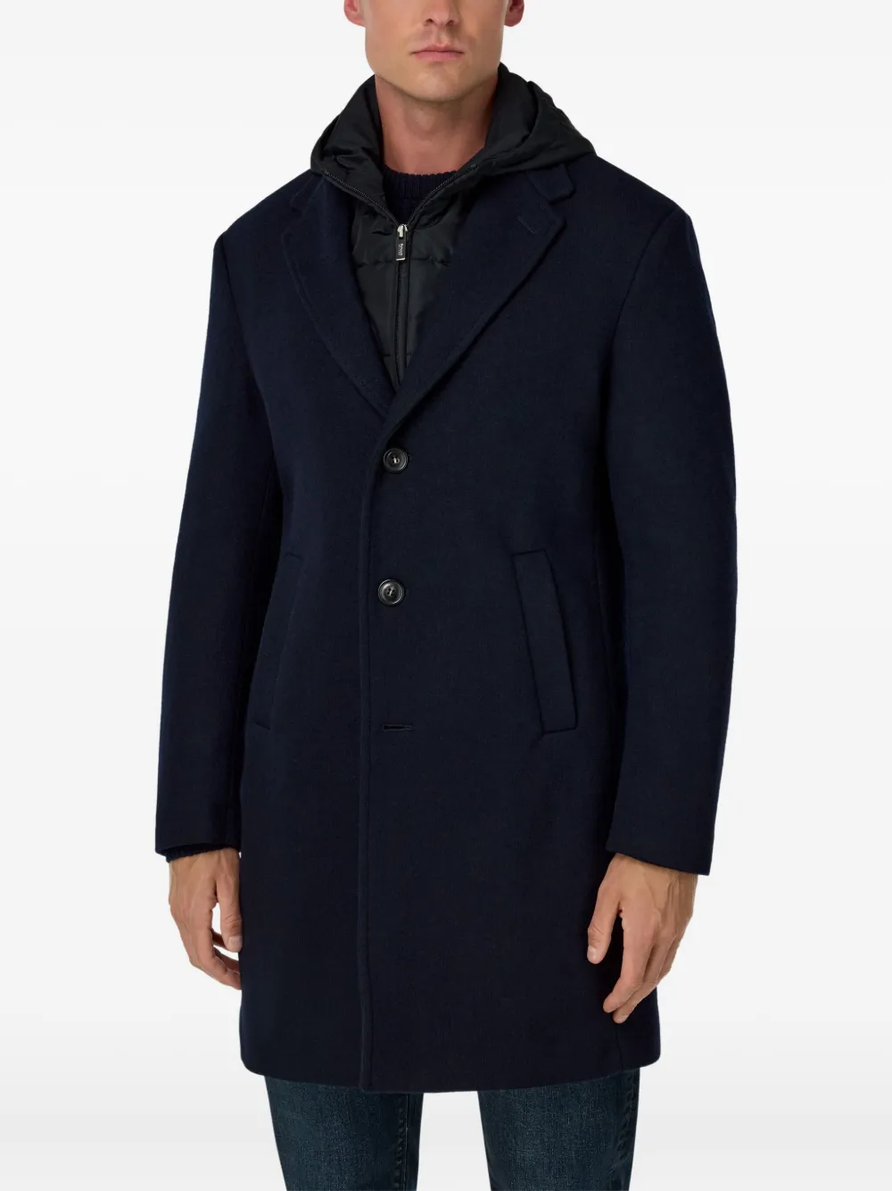 Boggi Milano Mantel met enkele rij knopen Blauw