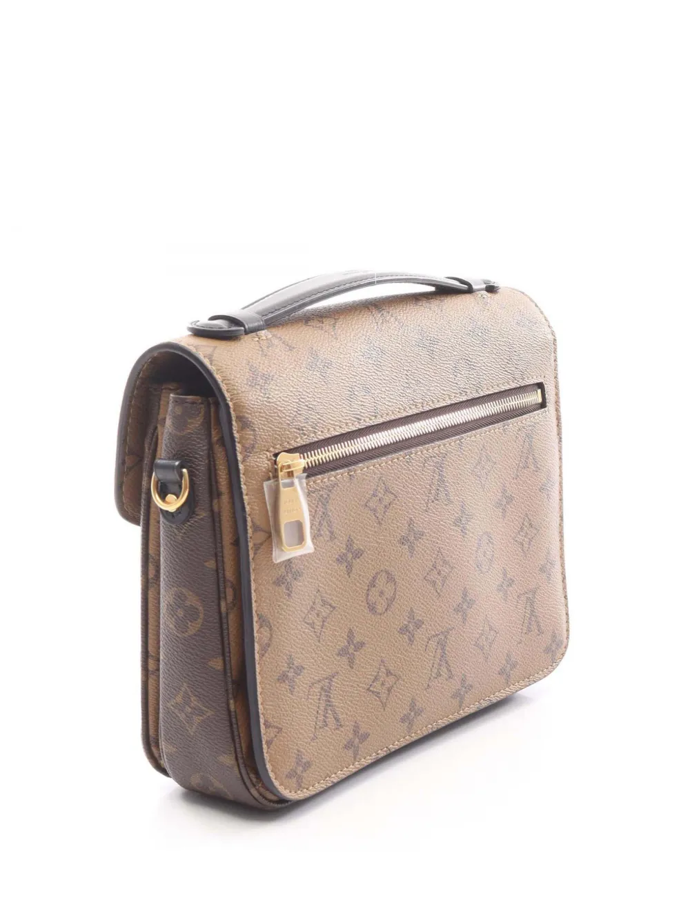 Pre-owned Louis Vuitton 2020 Monogram Reverse Pochette Metis Satchel In Brown