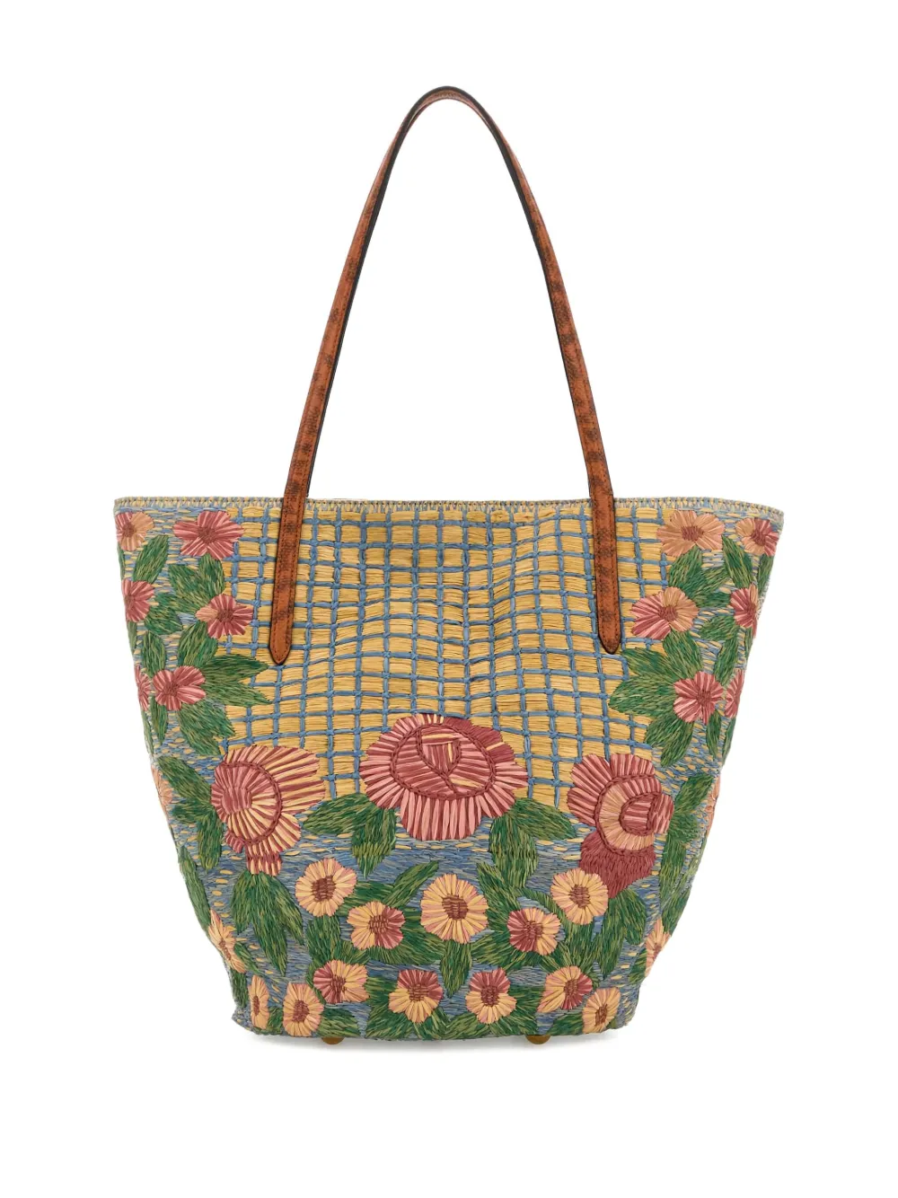 Valentino Garavani raffia signature-logo tote bag - Blauw