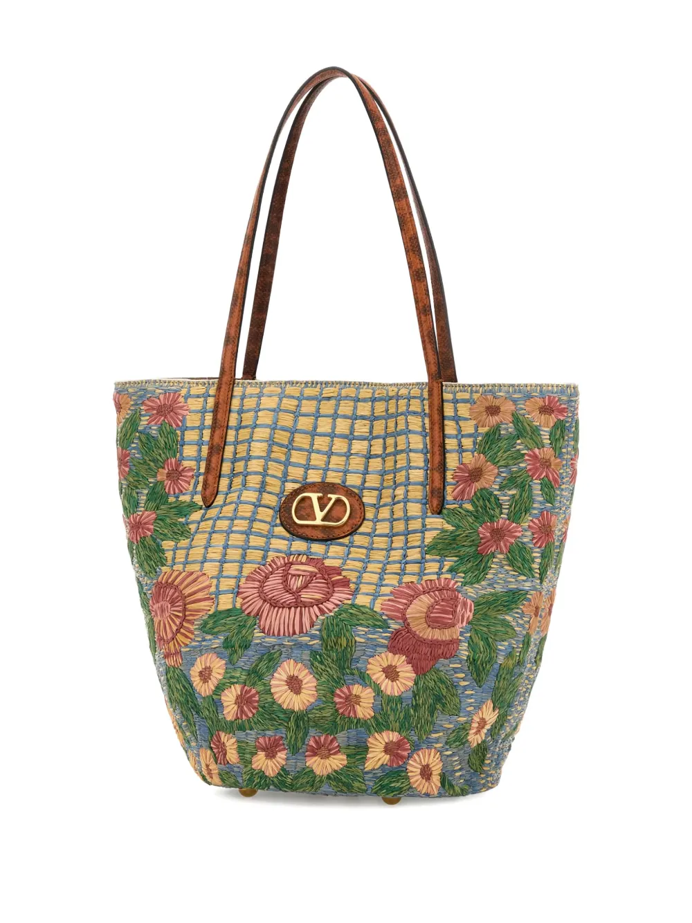 Valentino Garavani Raffia shopper met kenmerkend logo Blauw