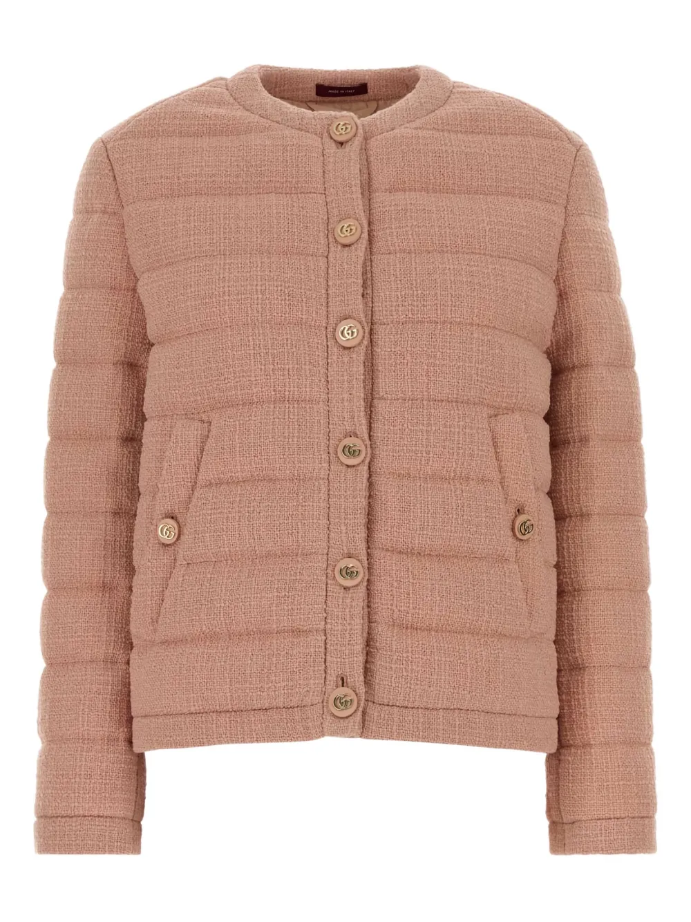 Gucci Padded Jacket With Quilted Texture And Pockets In Pink