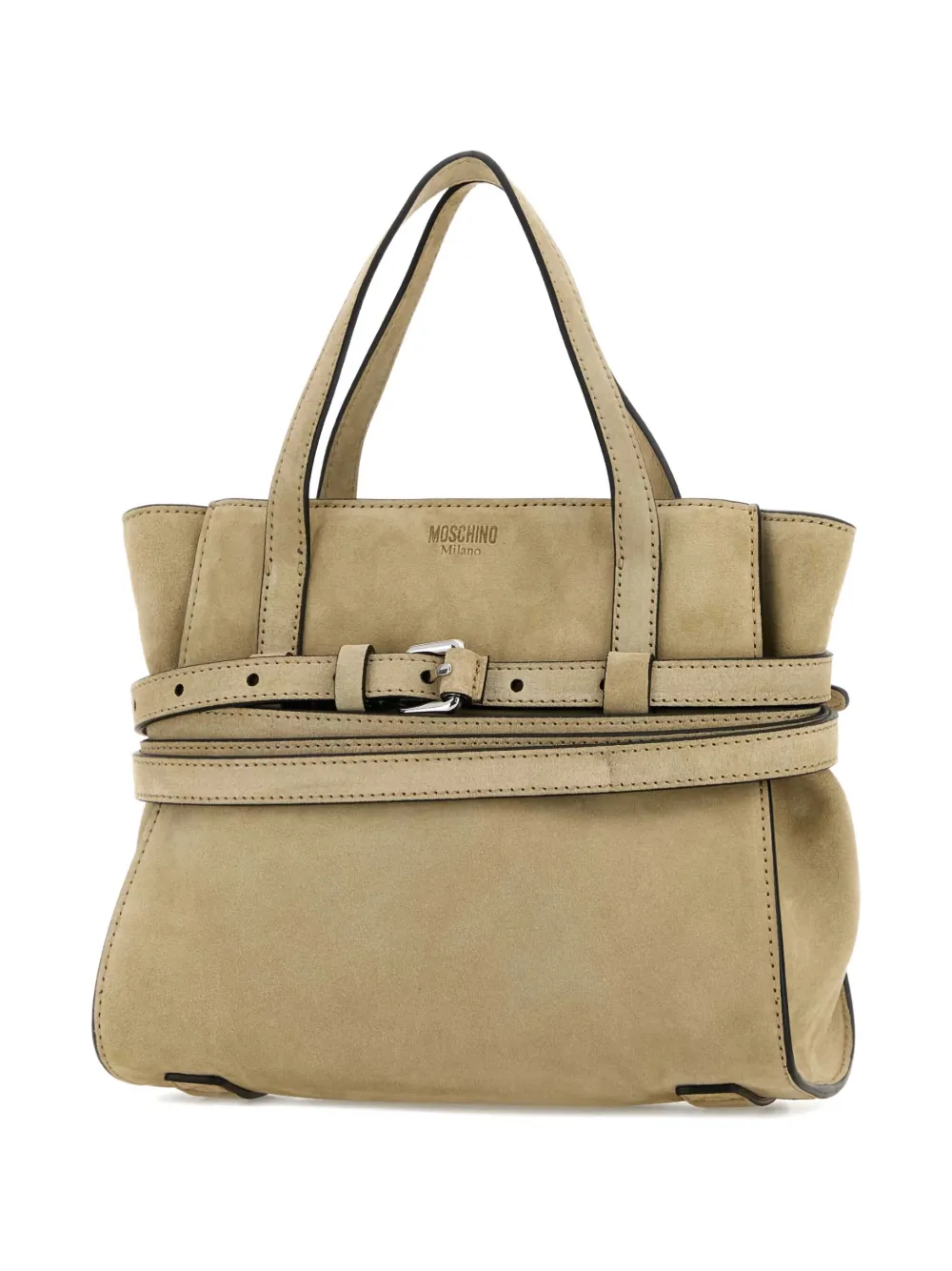 Moschino Tie Me suède shopper met gesp Beige