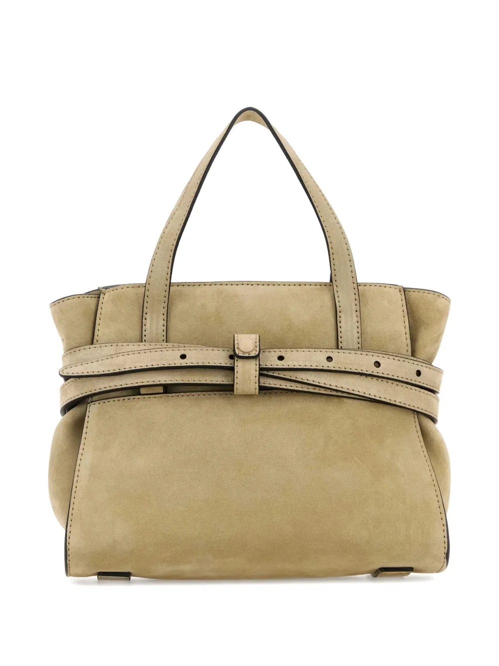 Moschino Tie Me buckle-suede tote bag - Beige