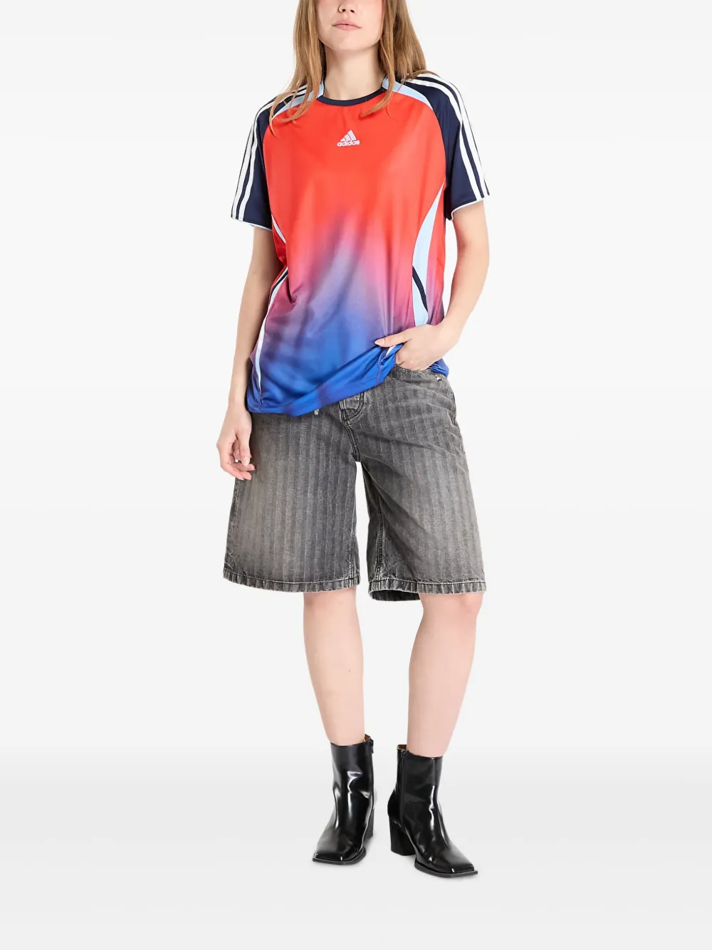 adidas Jersey met tie-dye print Rood