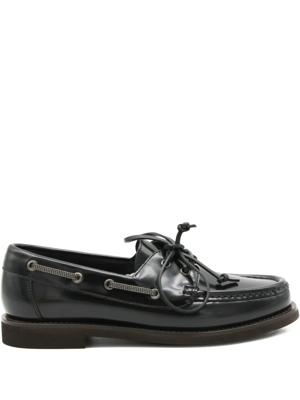 Brunello Cucinelli zapatos top sider con agujetas | negro | Image 1