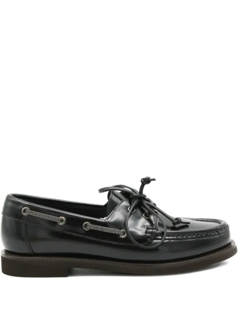 Brunello Cucinelli lace-up leather boat shoes