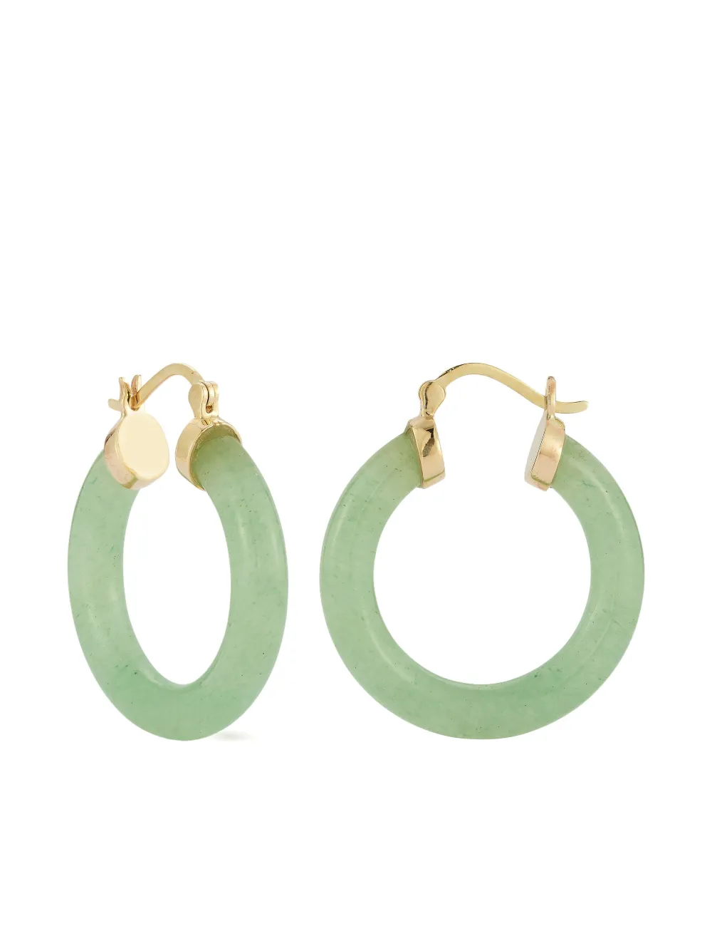 Mateo 14k Yellow Gold Jade Donut Hoop Earrings In Green