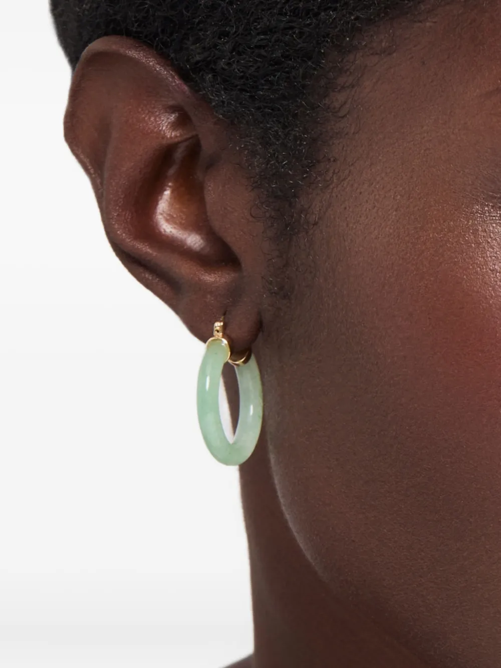 Mateo 14k Yellow Gold Jade Donut Hoop Earrings In Green