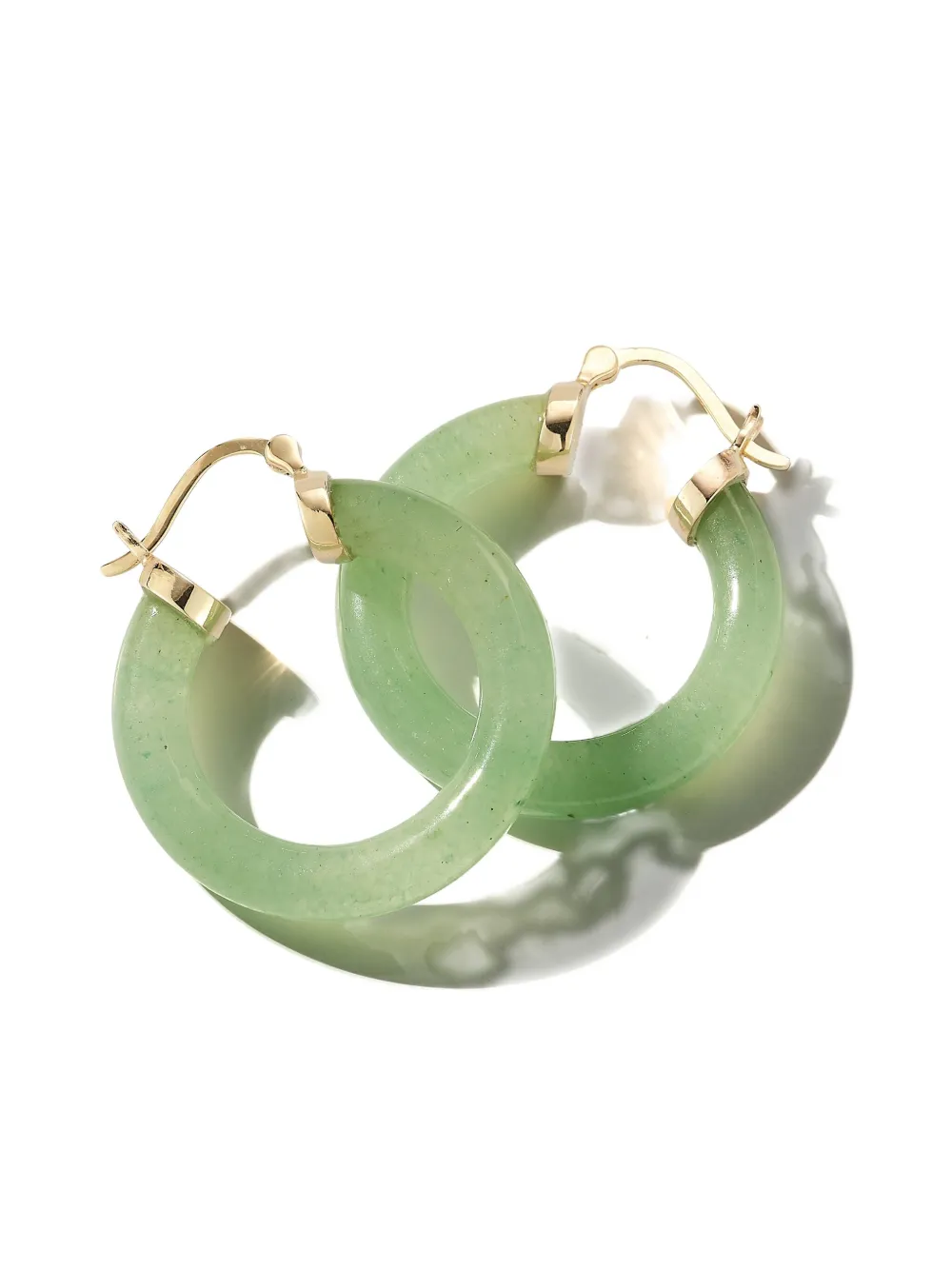 Mateo 14k Yellow Gold Jade Donut Hoop Earrings In Green