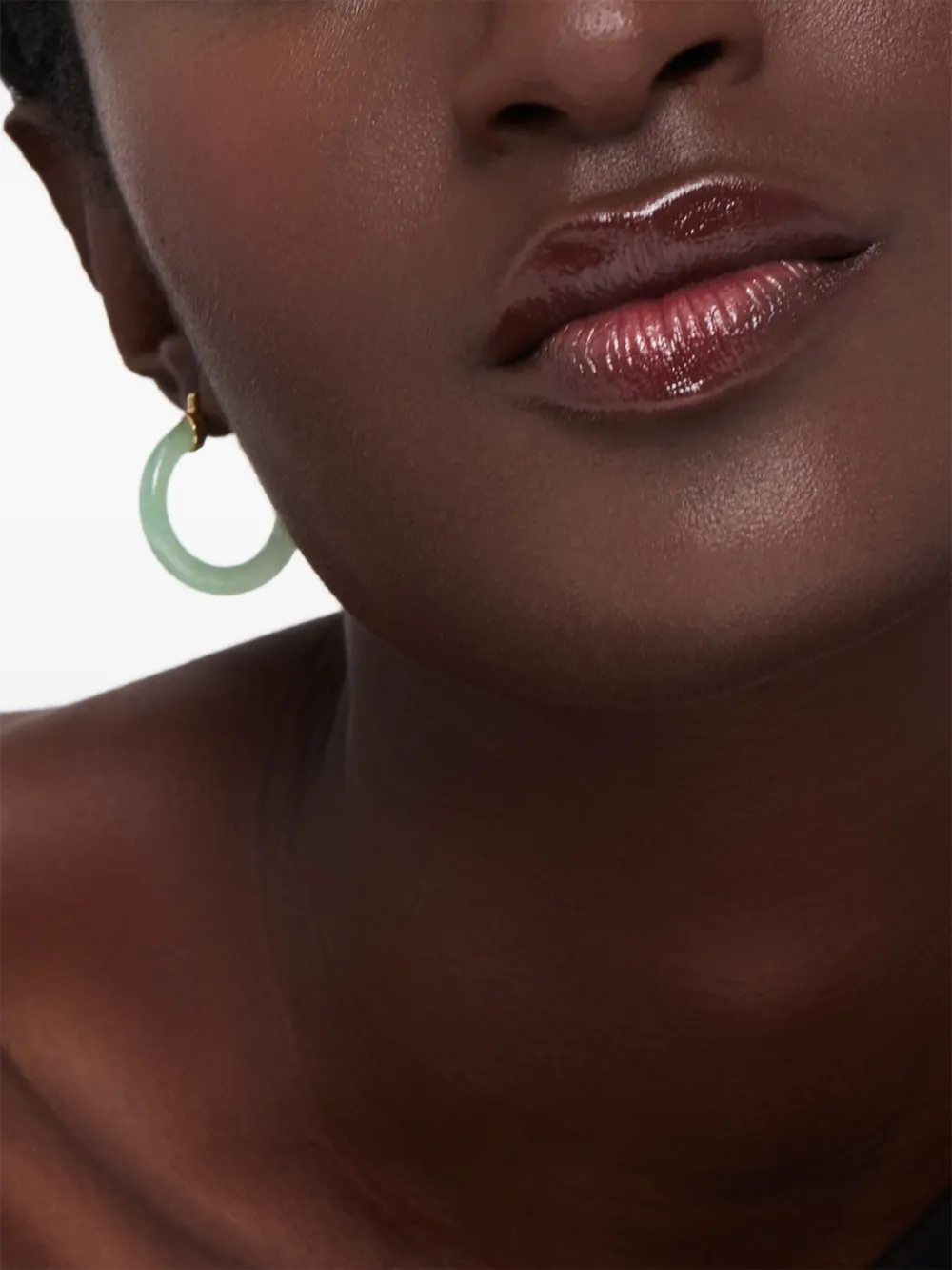 Mateo arracadas Jade Donut en oro amarillo de 14kt | Joyas de lujo | Image 2