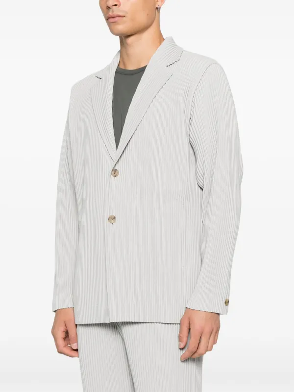 HOMME PLISSE グレー プリーツジャケット サイズ1 Homme Plissé Issey Miyake シングルジャケット | グレー | FARFETCH JP