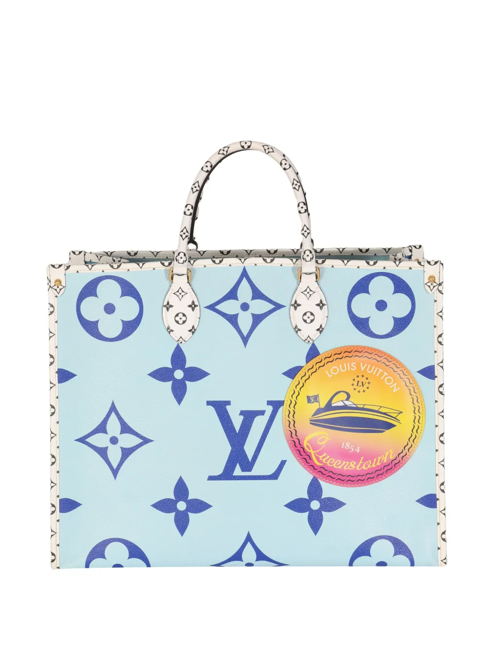 Click to view more detailed imagery on our partner's website Pre-owned Louis Vuitton 2019 Onthego Queenstown Gm Tote Bag In Blue