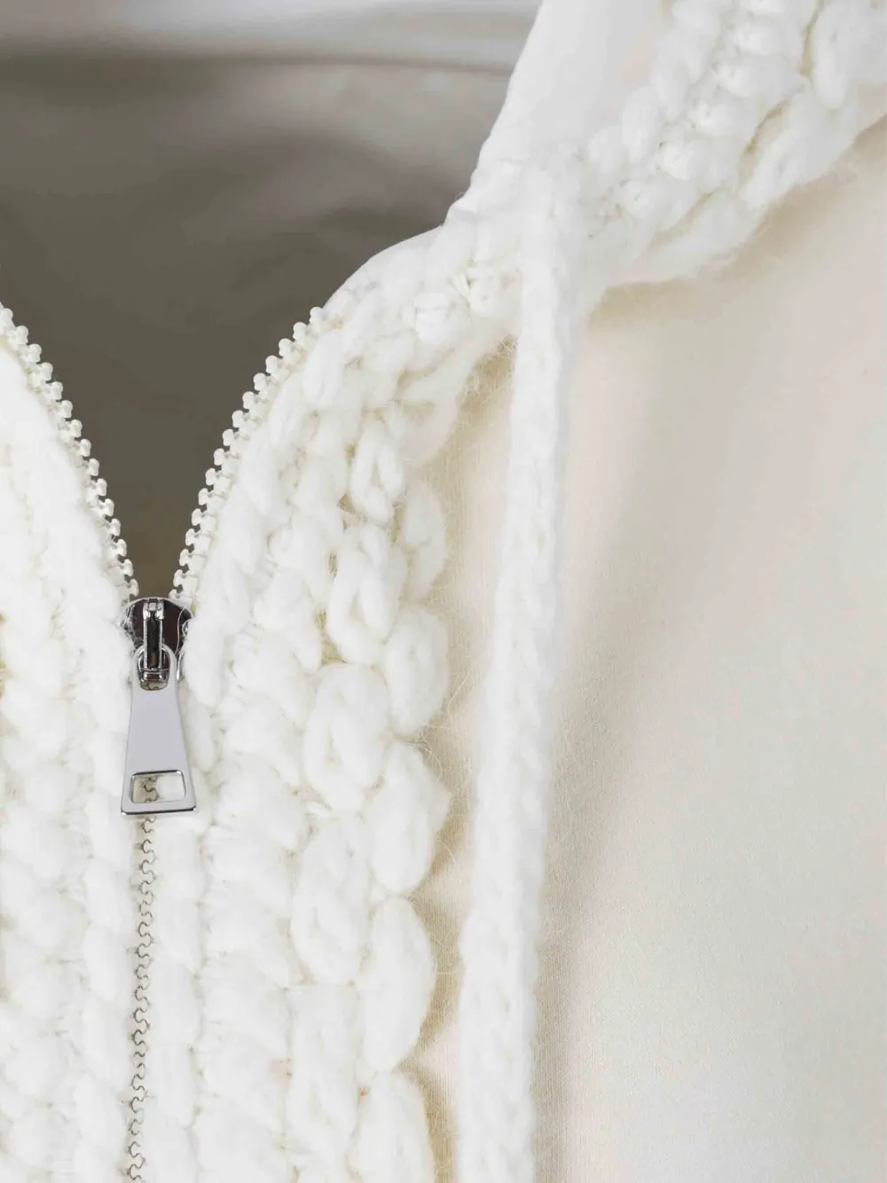 Moncler Zip-up Drawstring Hoodie In Neutral