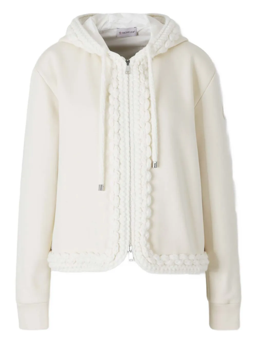 Moncler Zip-up Drawstring Hoodie In Neutral