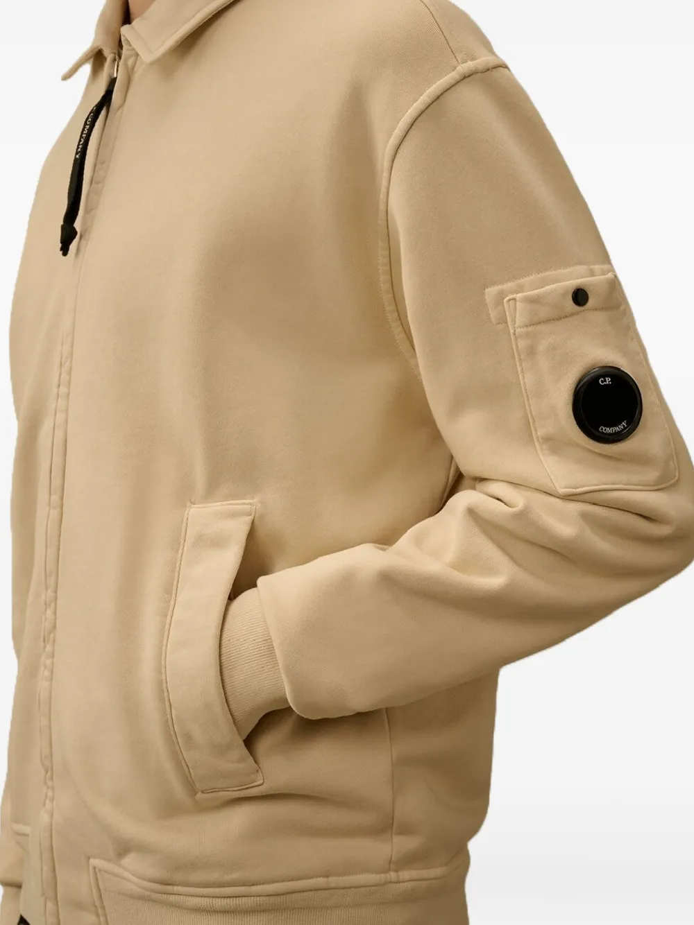 C.P. Company Sweater met Lens-detail en rits Beige