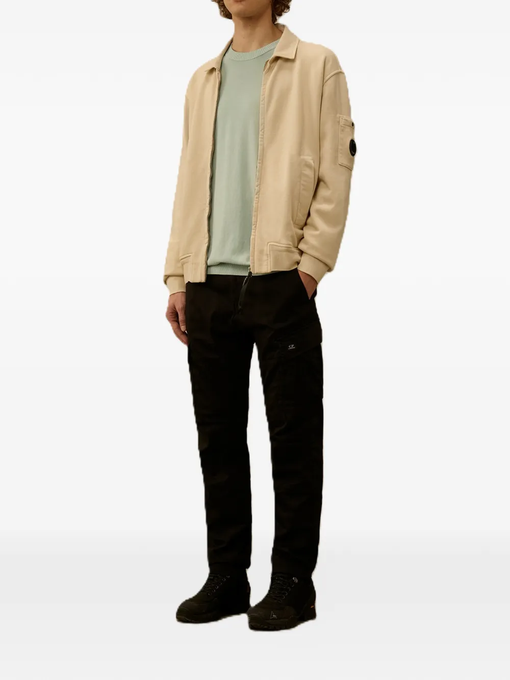 C.P. Company Sweater met Lens-detail en rits Beige