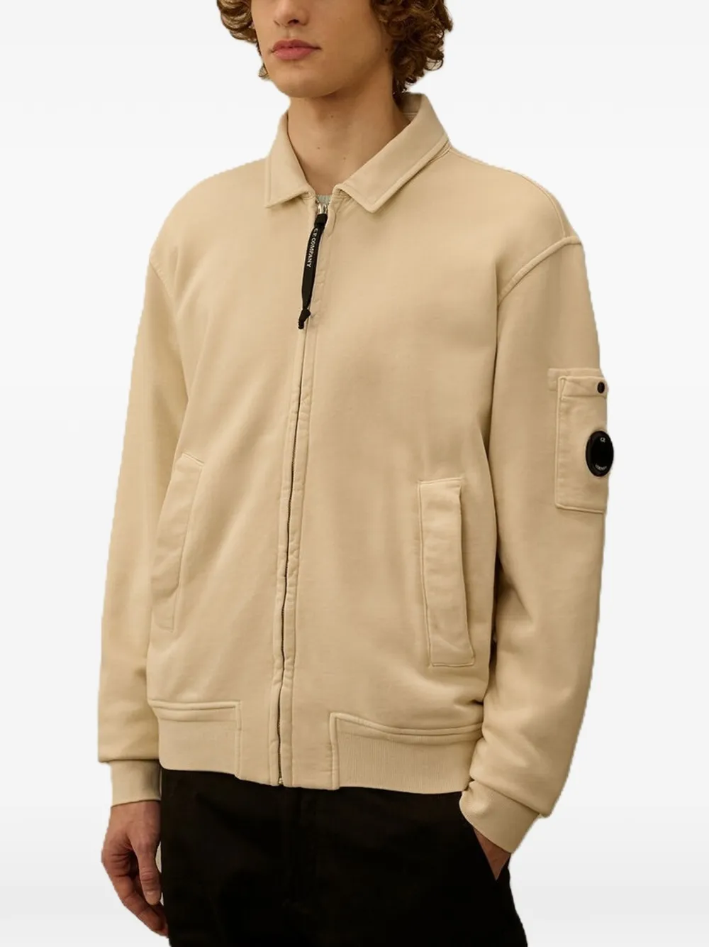 C.P. Company Sweater met Lens-detail en rits Beige