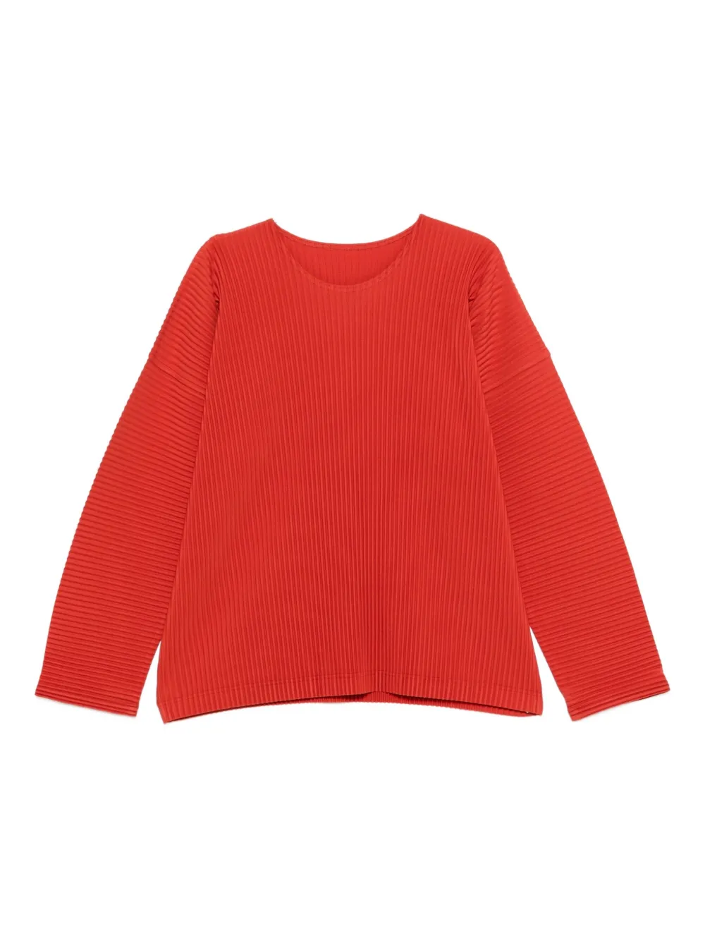 Homme Plissé Issey Miyake pleated long-sleeved T-shirt - Rosso
