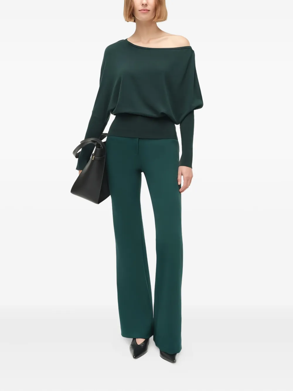 Simkhai Lavina Draped Off-shoulder Sweater In Emerald In Green