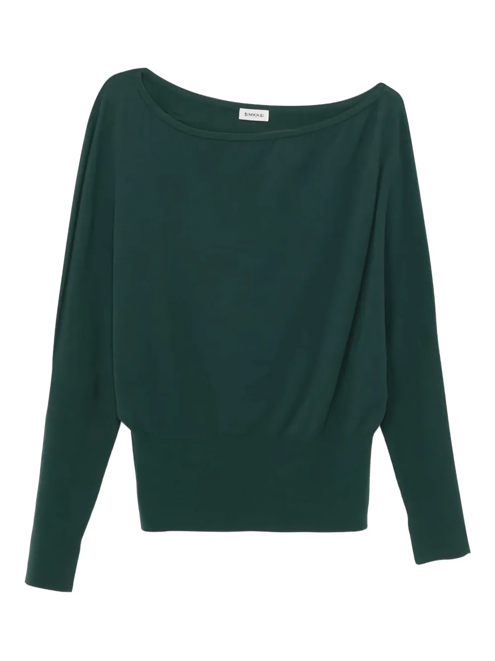 Simkhai Lavina Draped Off-shoulder Sweater In Emerald In Green