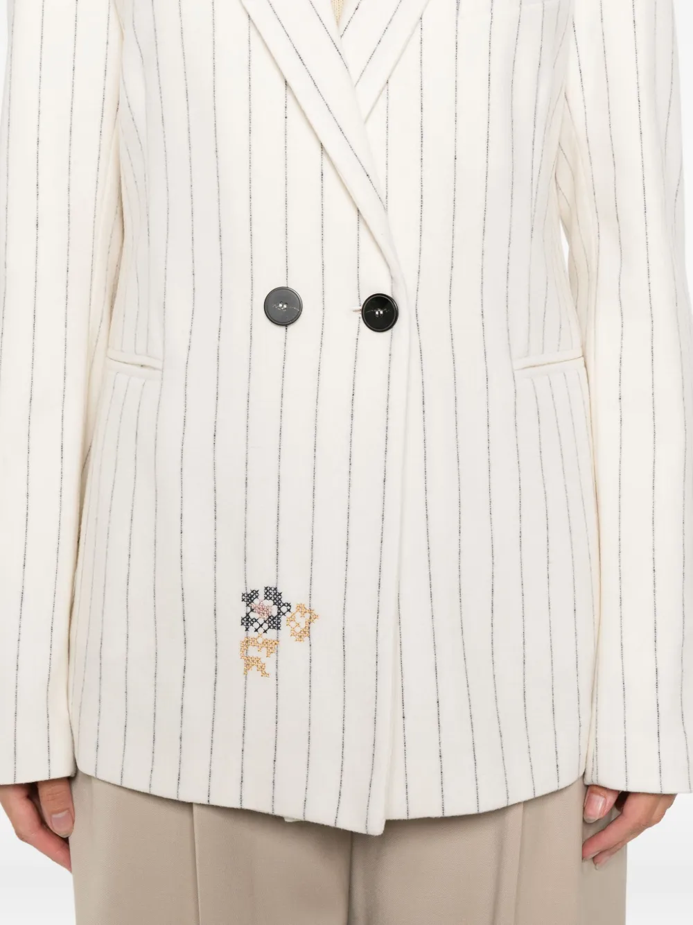 Forte Forte Pinstriped Embroidered Jacket In White