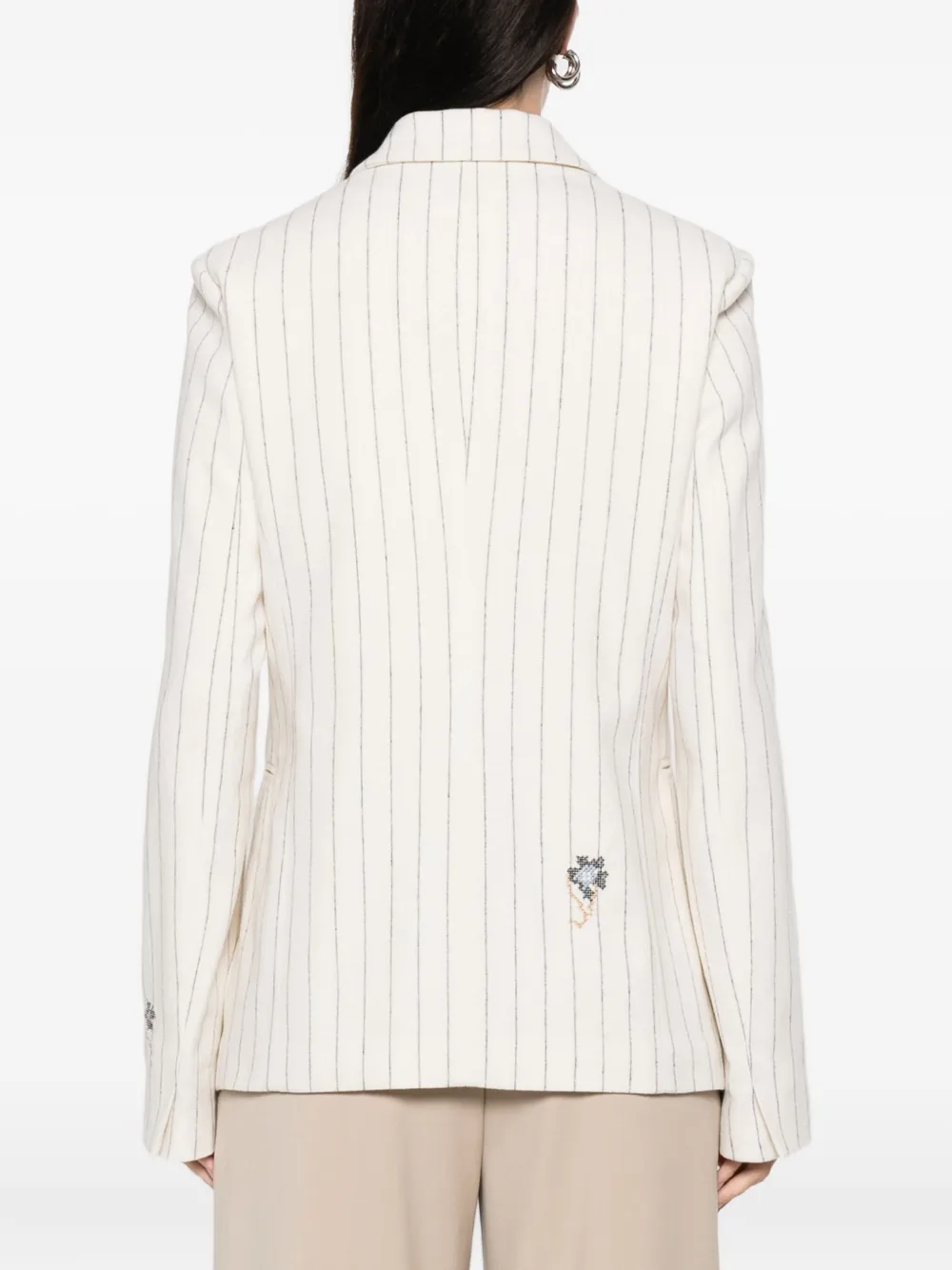 Forte Forte Pinstriped Embroidered Jacket In White