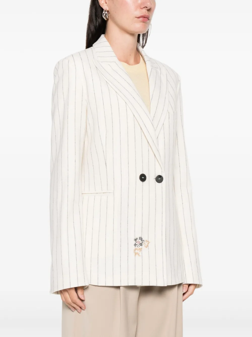 Forte Forte Pinstriped Embroidered Jacket In White