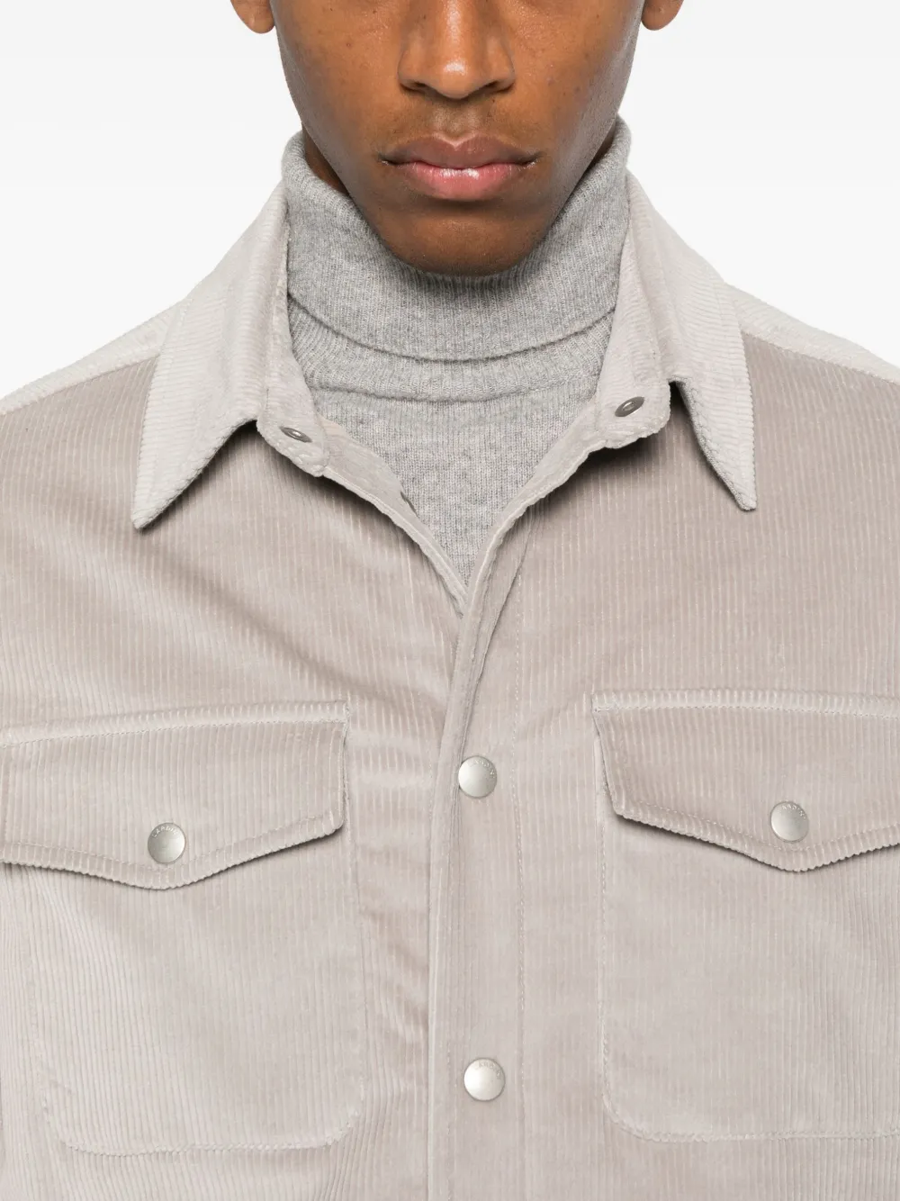 Lardini Ribfluwelen shirtjack met zak Grijs
