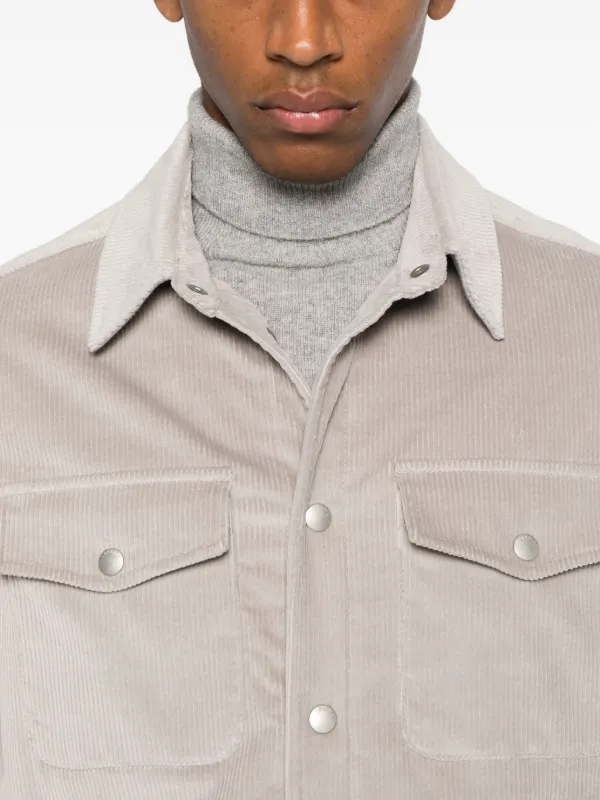 LARDINI コーデュロイ 2B シャツジャケット　XXS Lardini コーデュロイ シャツジャケット | グレー | FARFETCH JP