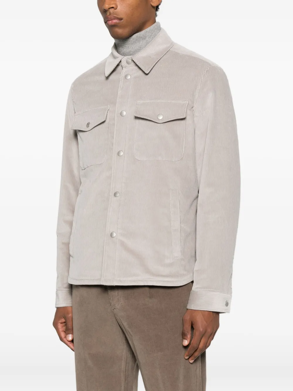 Lardini Ribfluwelen shirtjack met zak Grijs