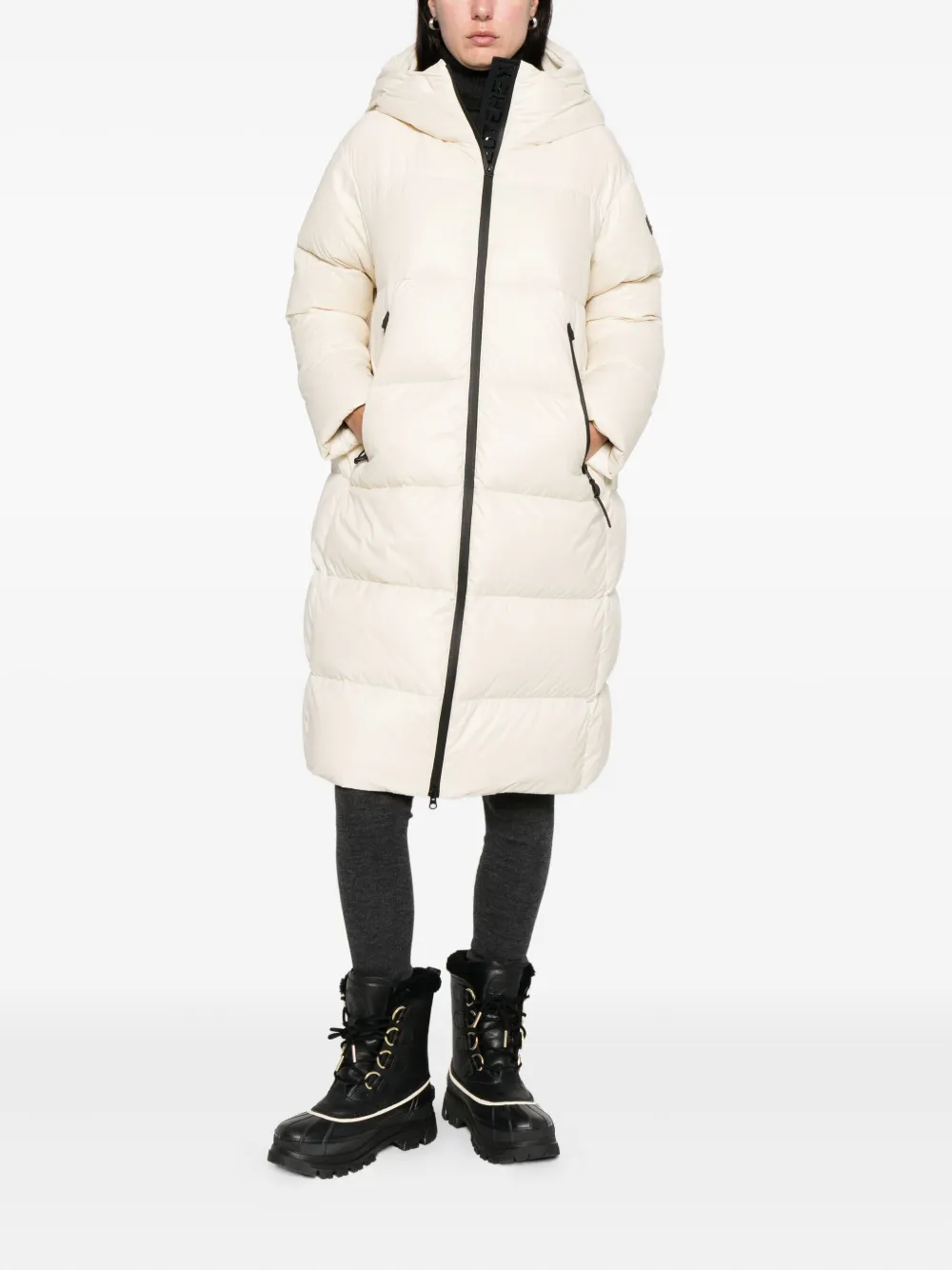 Peuterey Hooded Zip Coat In White