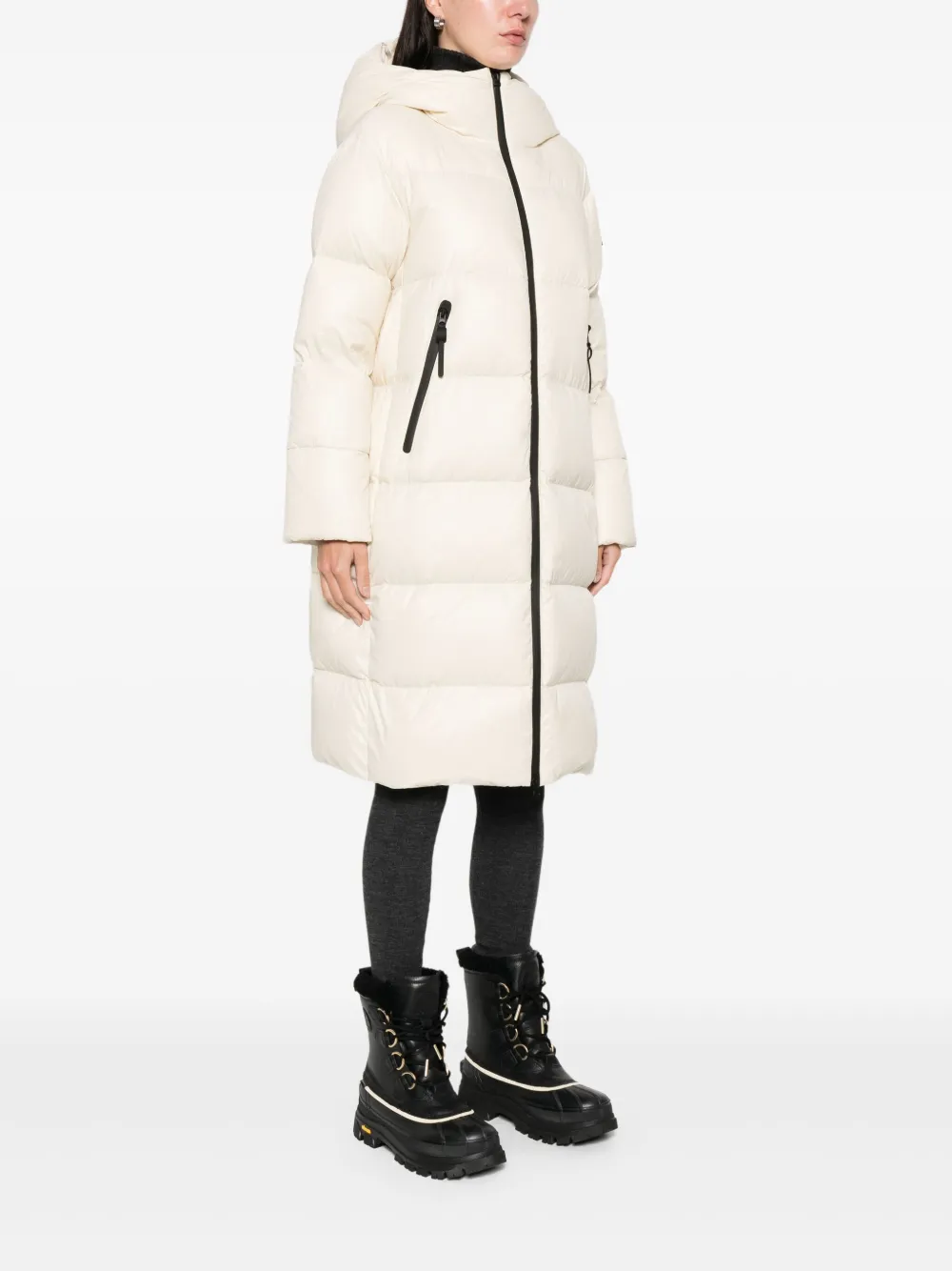 Peuterey Hooded Zip Coat In White