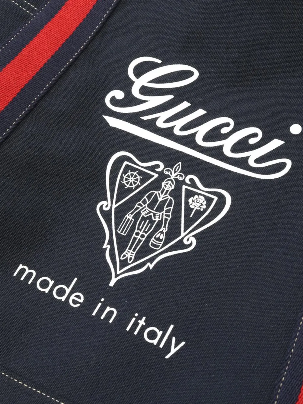 Pre-owned Gucci 2016-2025 Canvas Crest-print Sherry Line Tote Bag In Blue