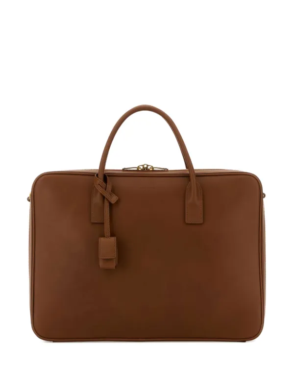 Saint Laurent Medium Leather Briefcase in Brown