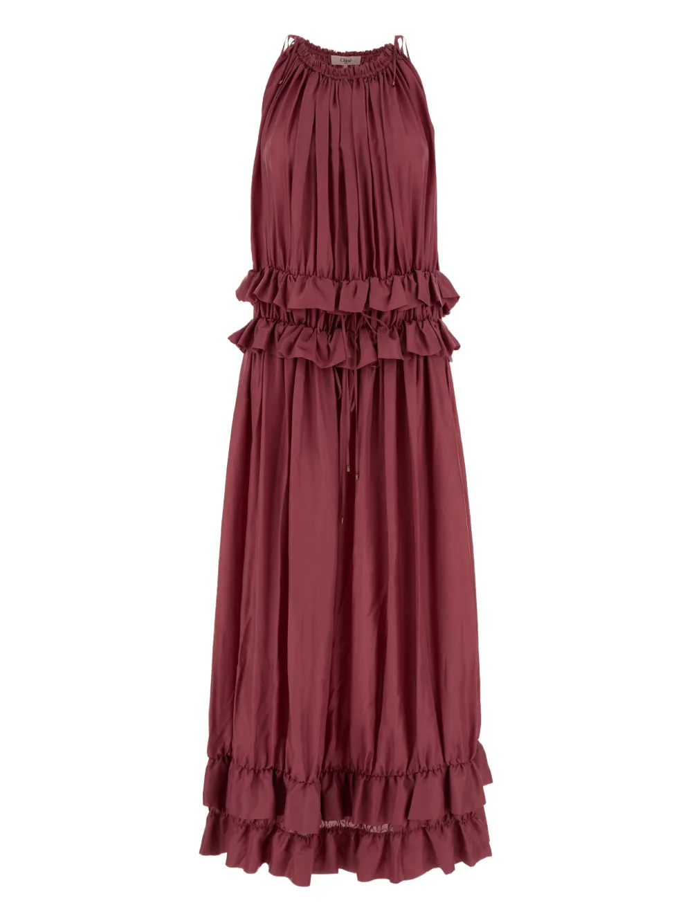 Chloé Ruffled-trims Midi Dress In Red