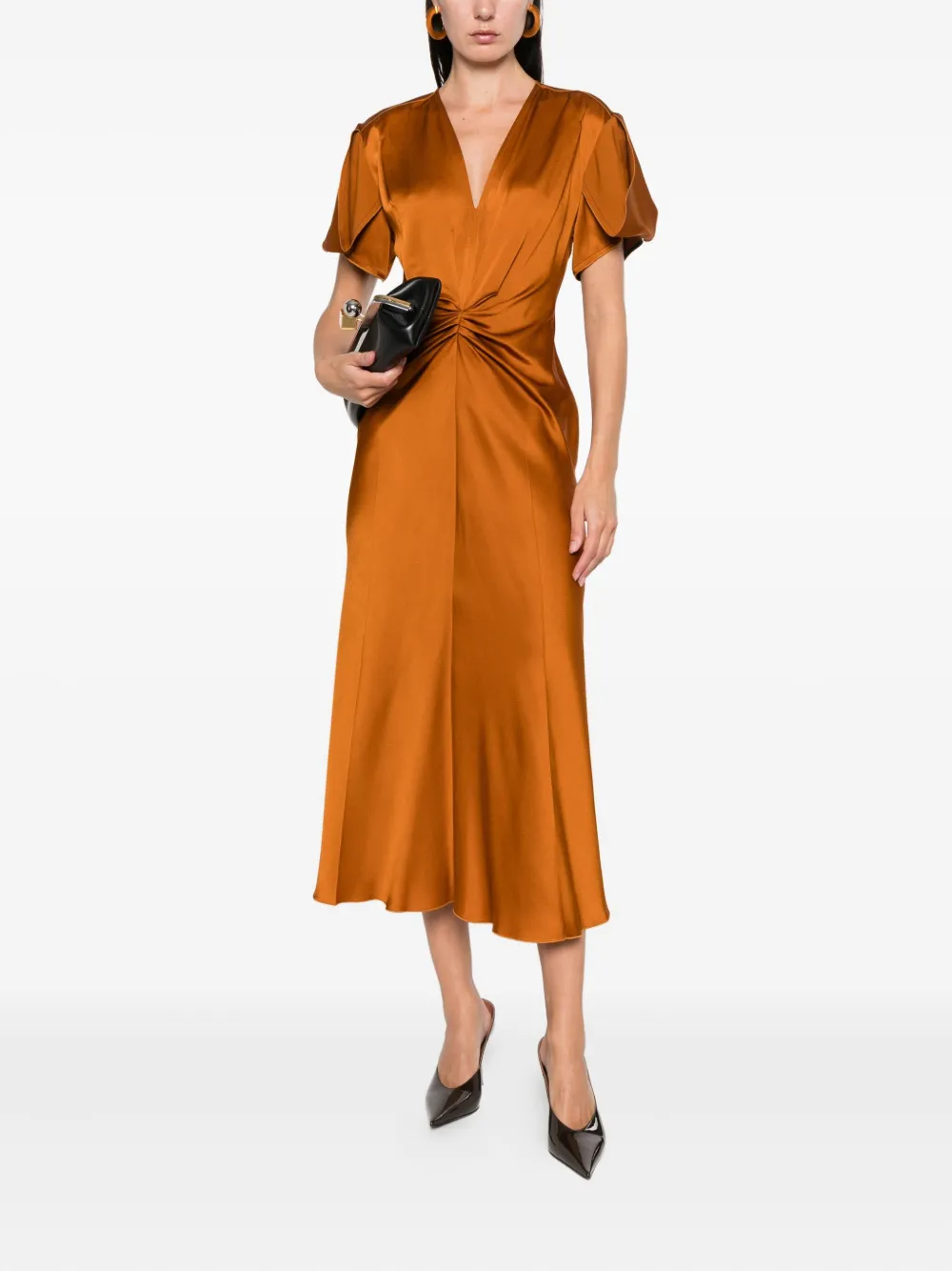 Victoria Beckham gathered satin dress - Bruin