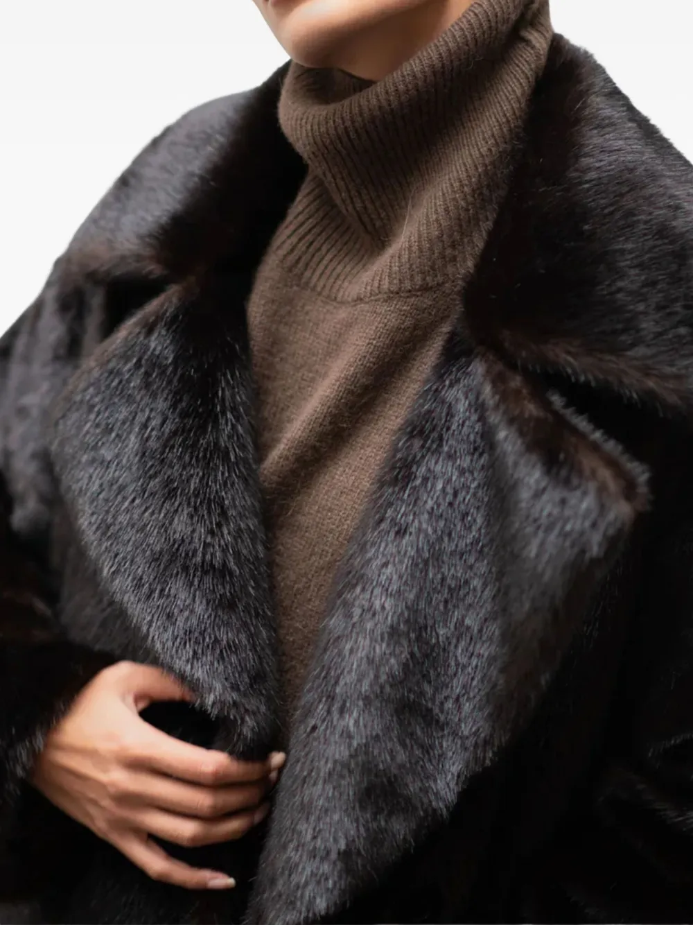 The Frankie Shop Faux Fur Joni Coat In Black