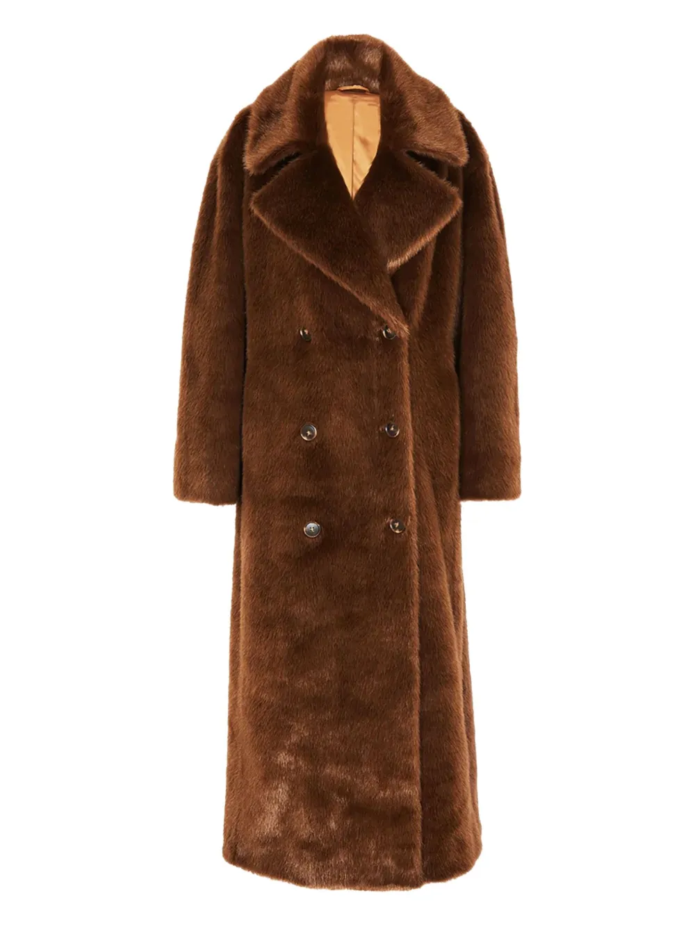 The Frankie Shop Joni Faux Fur Coat In Brown