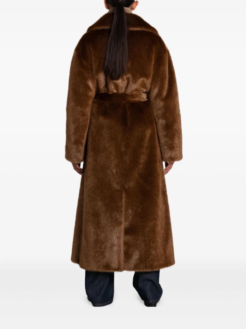 The Frankie Shop Joni Faux Fur Coat In Brown