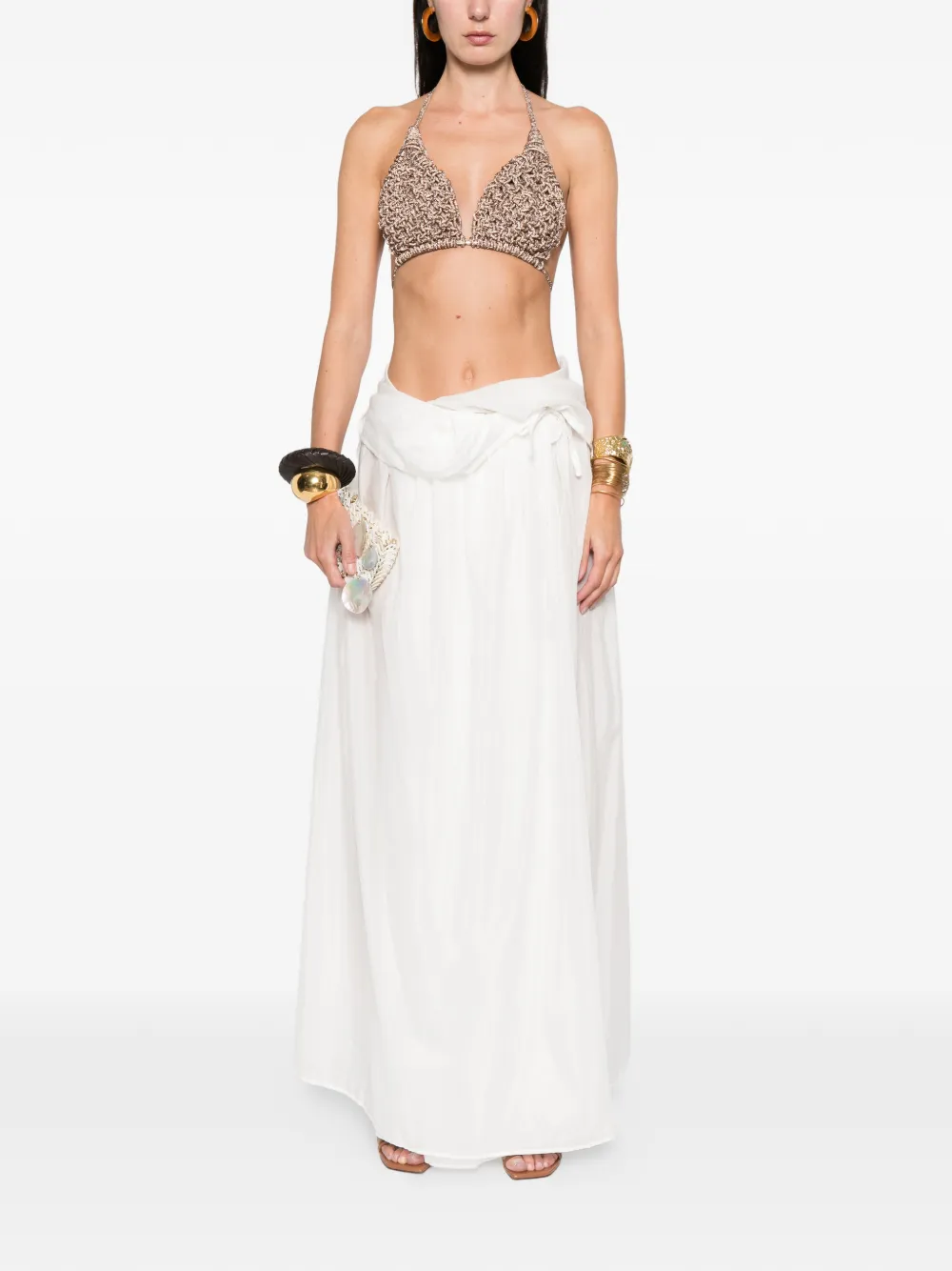 Hibourama X Mvp Wardrobe Diamond Woven-design Top In Neutral