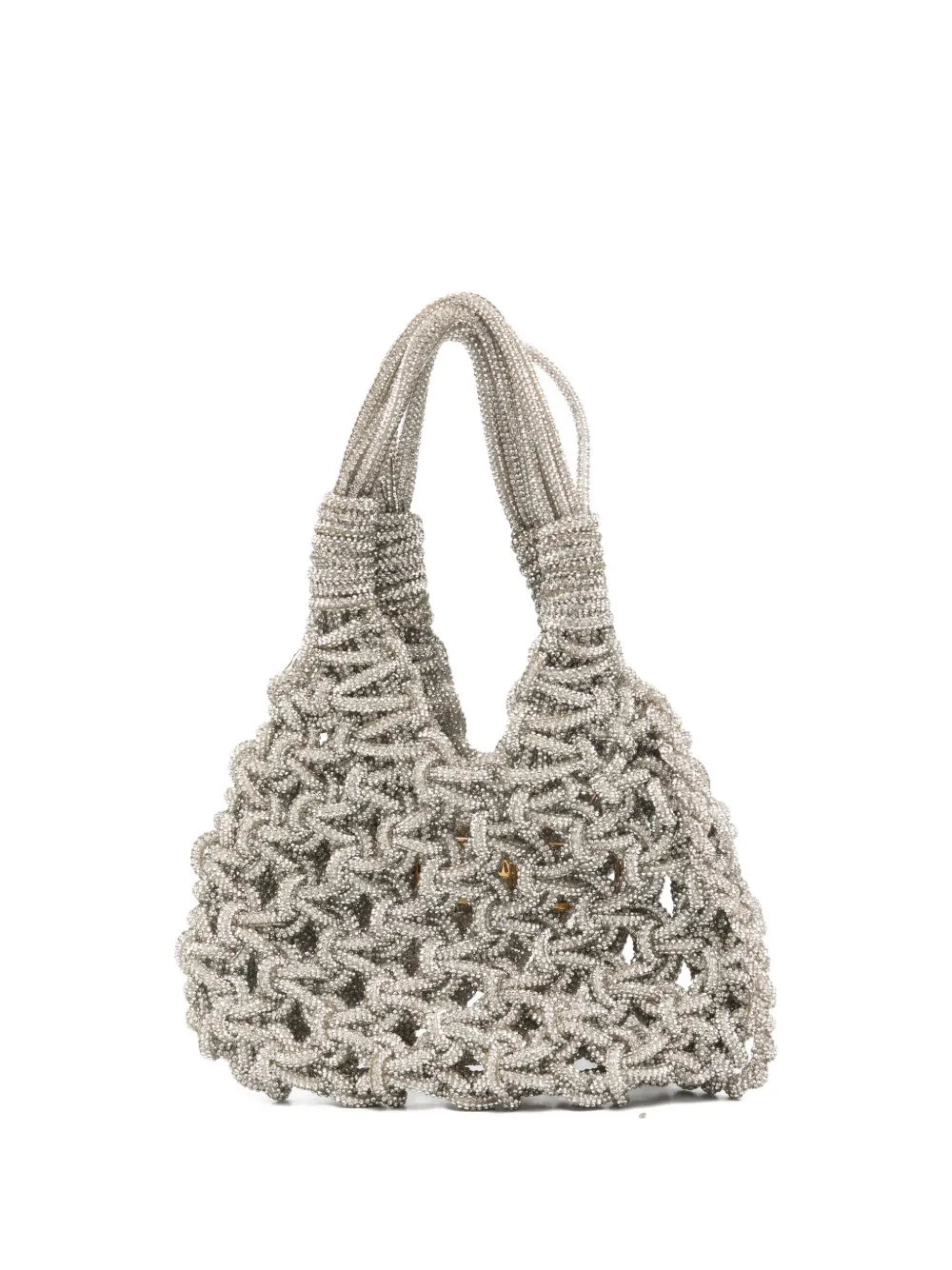 Hibourama Mini Vannifique Knitted Tote Bag In Silver