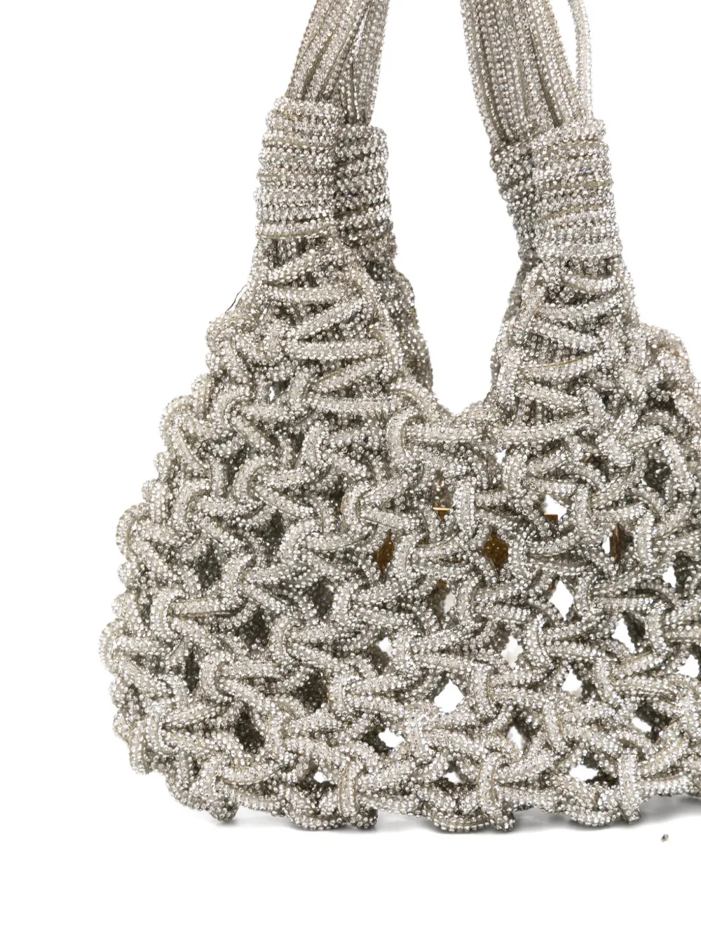 Hibourama Mini Vannifique Knitted Tote Bag In Silver