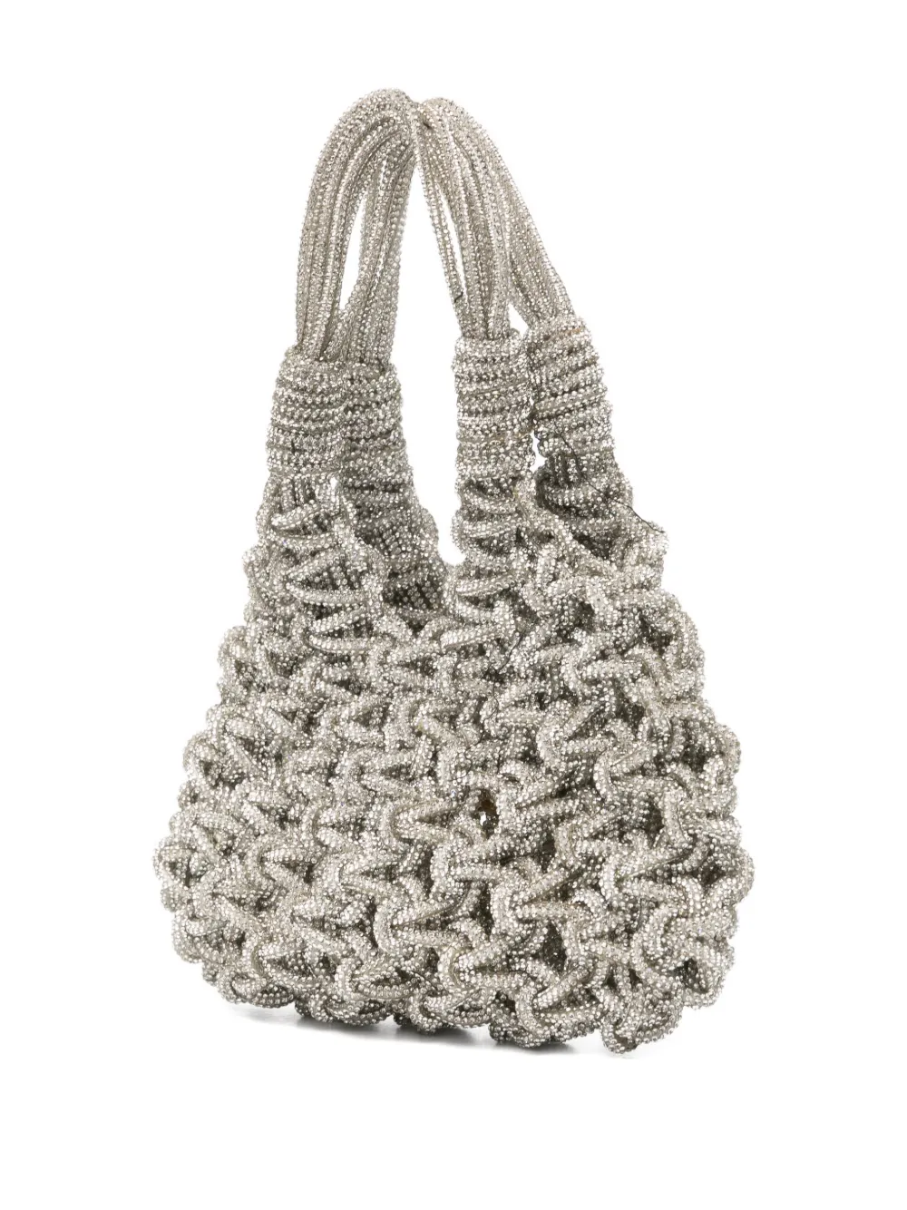 Hibourama Mini Vannifique Knitted Tote Bag In Silver