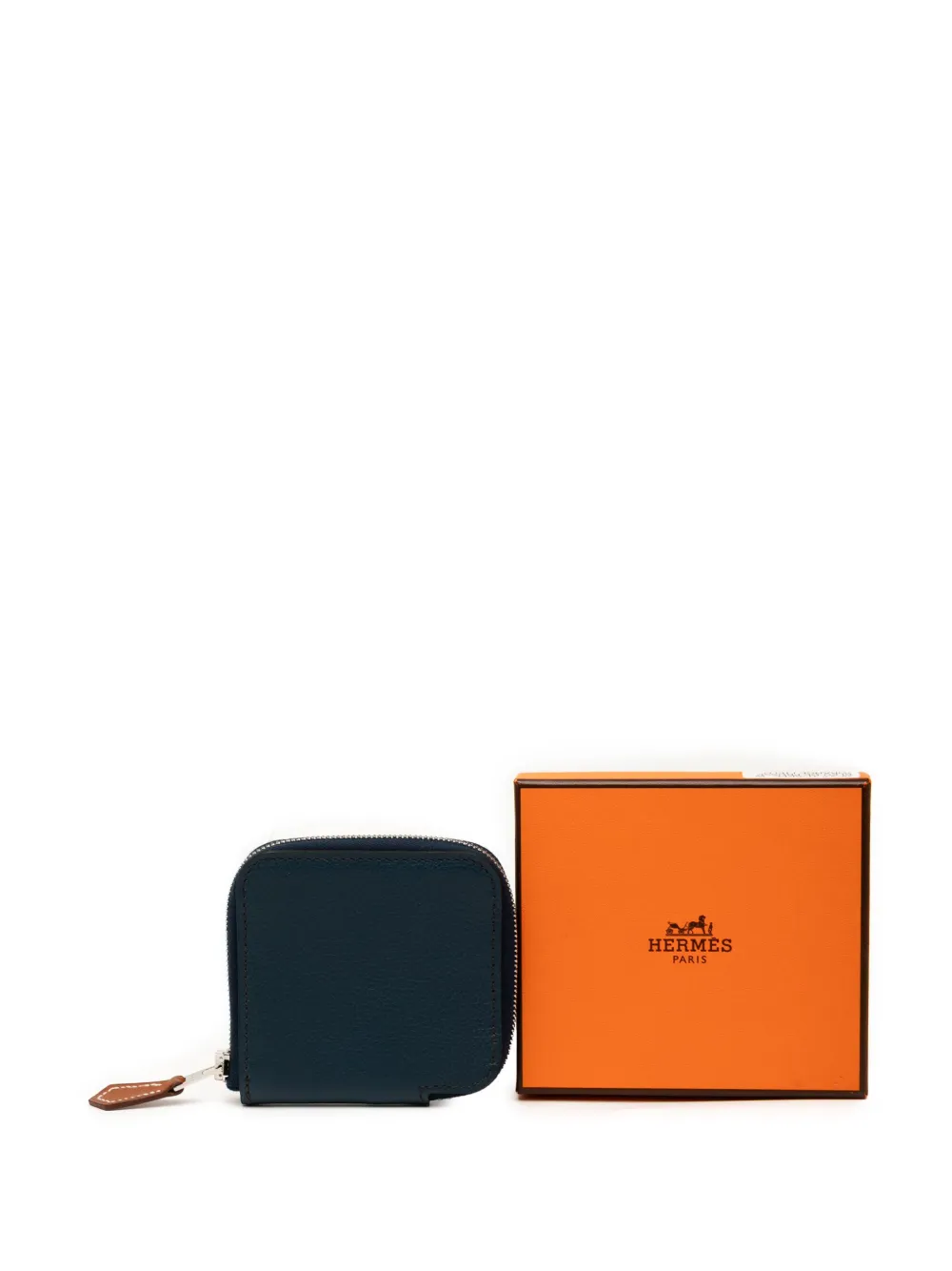 Pre-owned Hermes 2024 Evercolor Silk In Compact Purse Coin Pouch In Blue