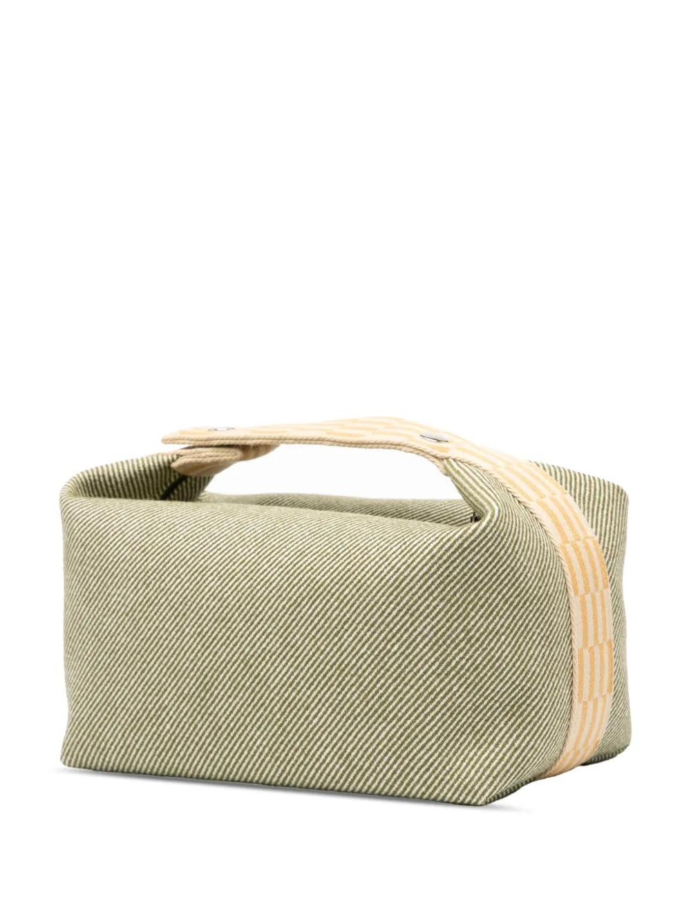 Pre-owned Hermes 2020-2025 Large Wool Bride A Brac H Natte Case Vanity Bag In Green