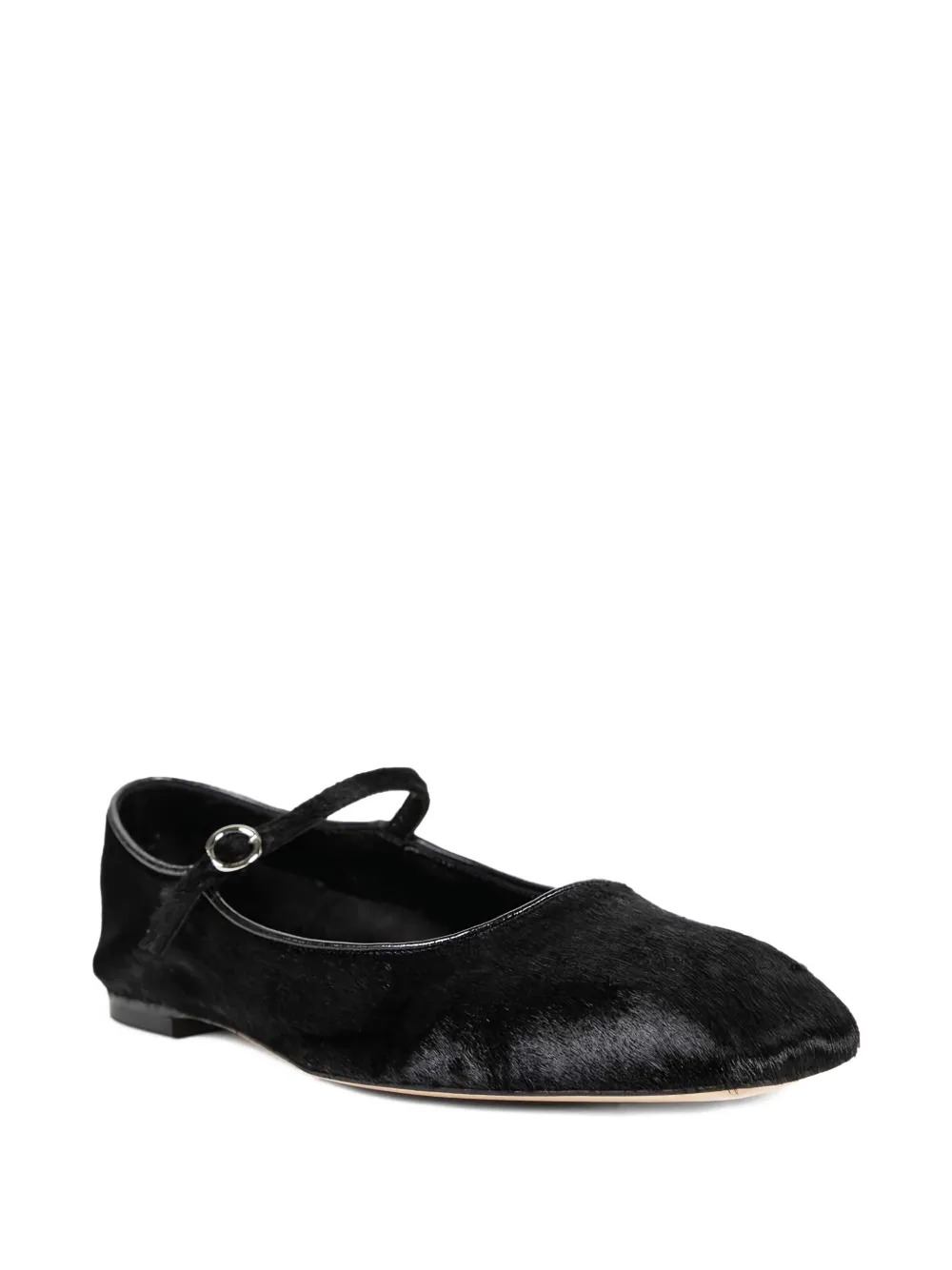 Aeyde Mary-Jane pony hair strap ballet flats - Zwart
